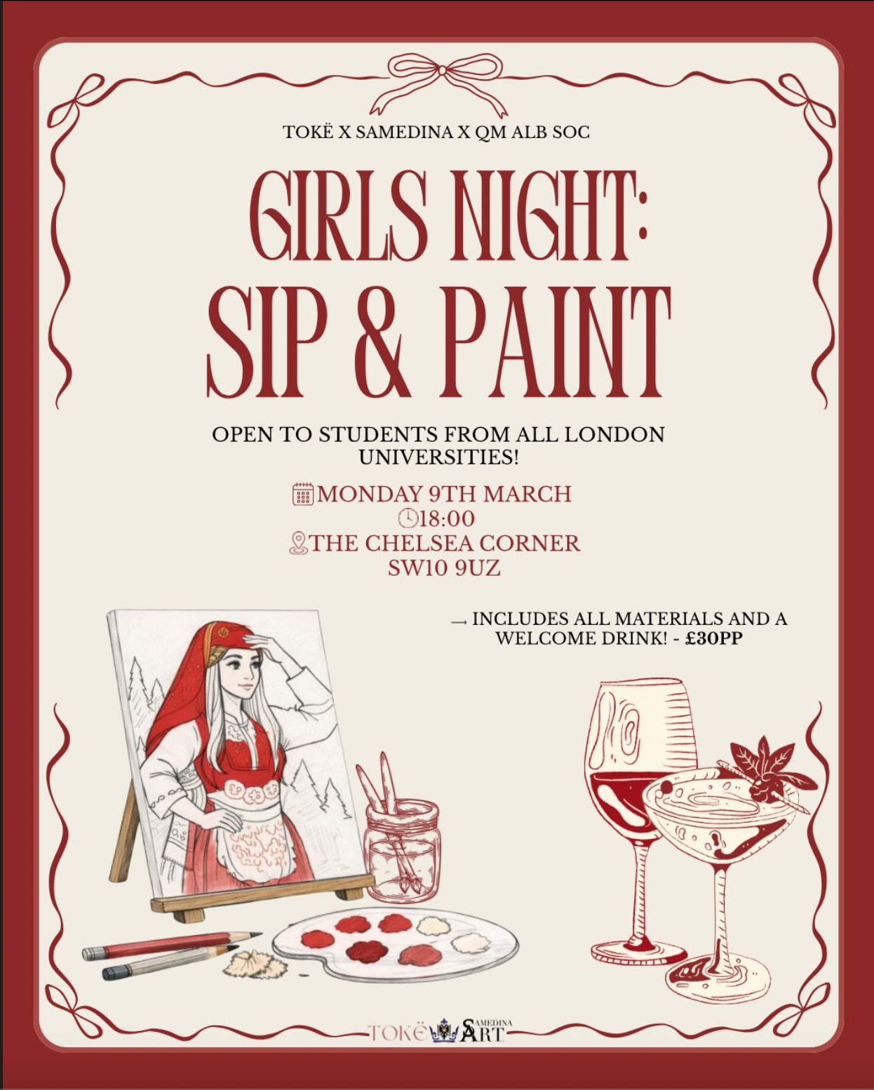 Toke.Collective: Girls Night Sip and Paint (Student only event)